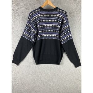 VTG Demetre Men's Sweater Geometric Abstract Crew Neck Wool Blend Pullover Sz S